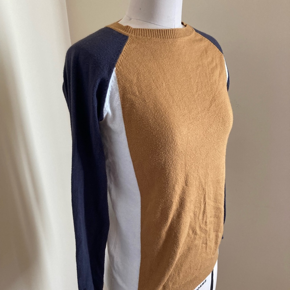Roolee Tan and White Knit Sweater